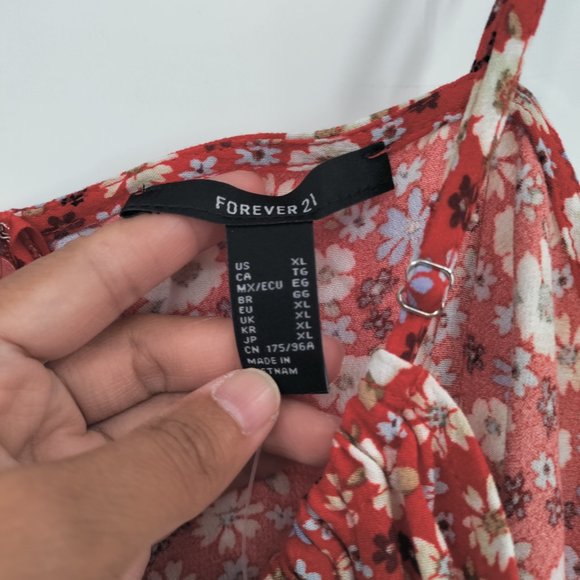 FOREVER 21 Women's Floral Maxi Dress  RED XL - Picture 5 of 12